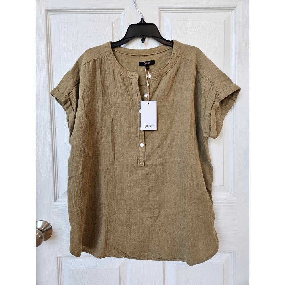 Quince NWT Organic Cotton Top Olive Green Women’s Small Minimalist Capsule